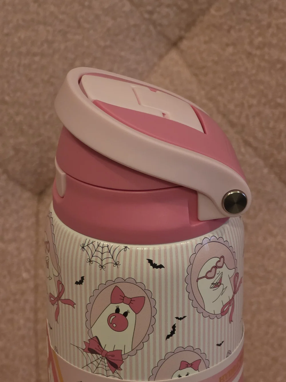 Pink Halloween Coquette Ghosts 32 oz Dual-Action Stainless Steel Water Bottle
